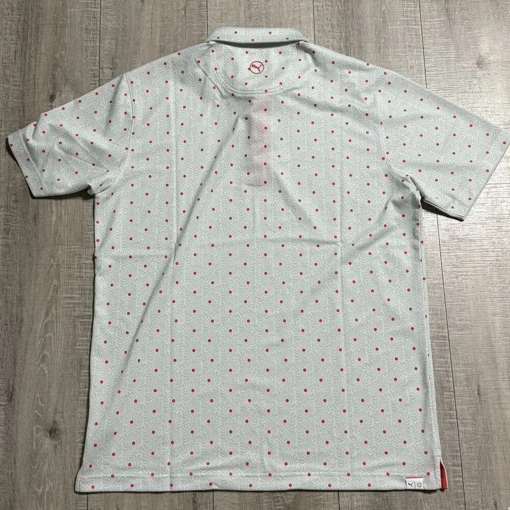 Puma Pique Botanic Golf Polo Green Blue Peach Frost NWT 628831-01 Men’s Medium - Picture 5 of 8